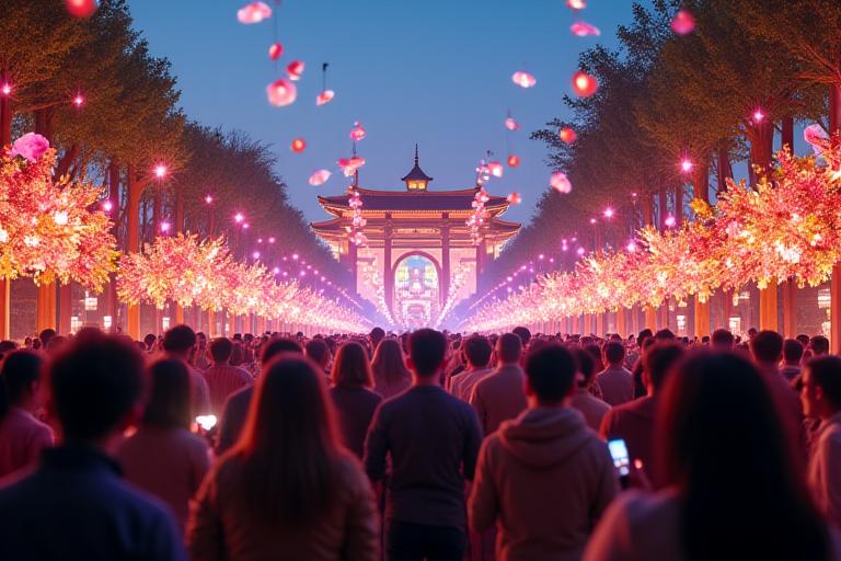 Festivales culturales con realidad aumentada temática floral